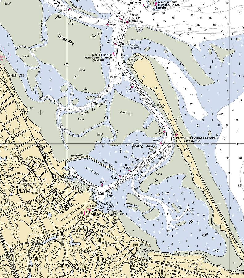 Plymouth-massachusetts Nautical Chart Mixed Media by Sea Koast | Fine ...