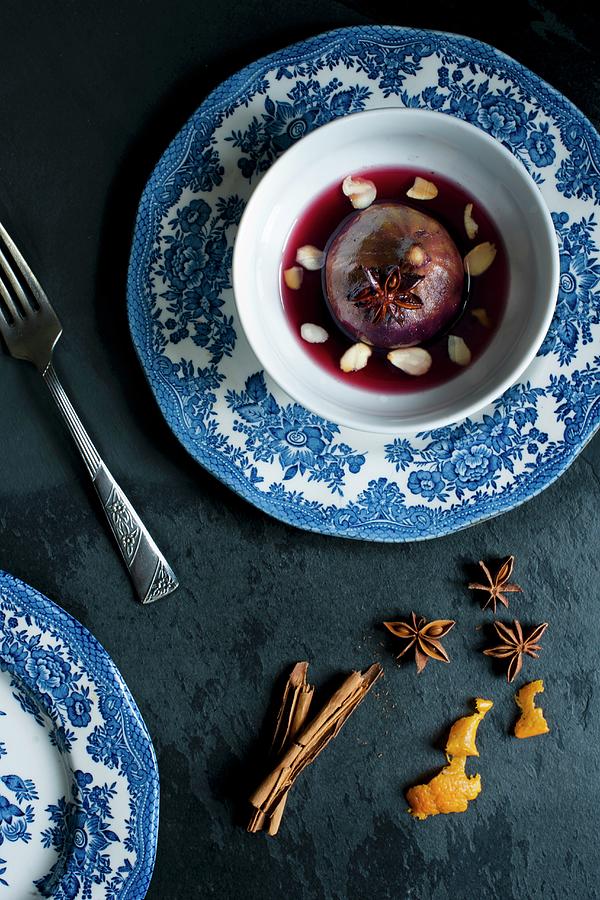 Poached Fig In Red Wine With Spices. Photograph by Magdalena Hendey