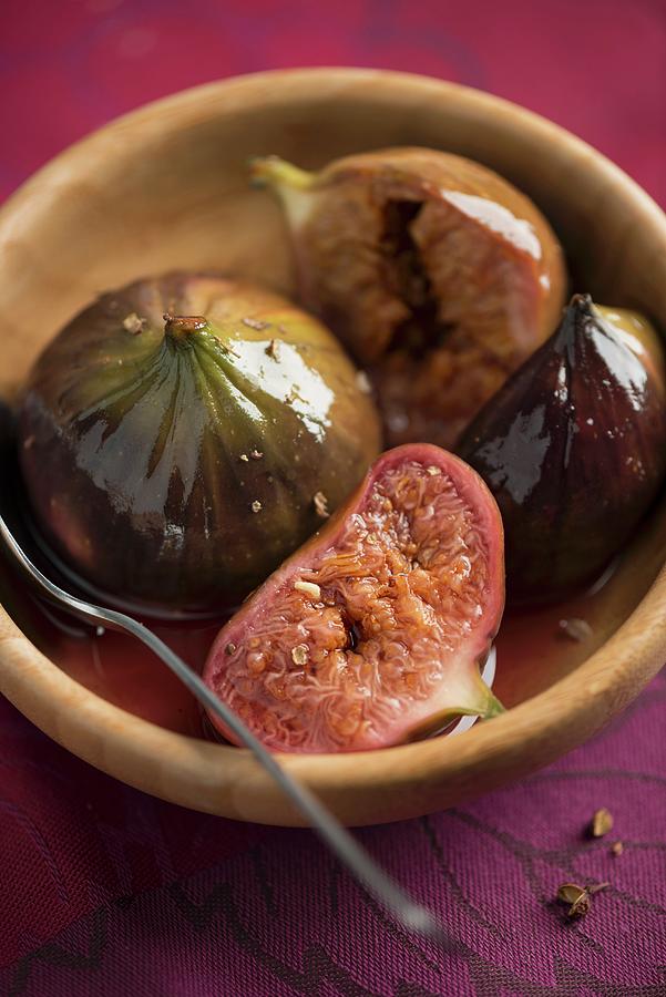 Poached Figs With Szechuan Pepper Photograph by Laurange