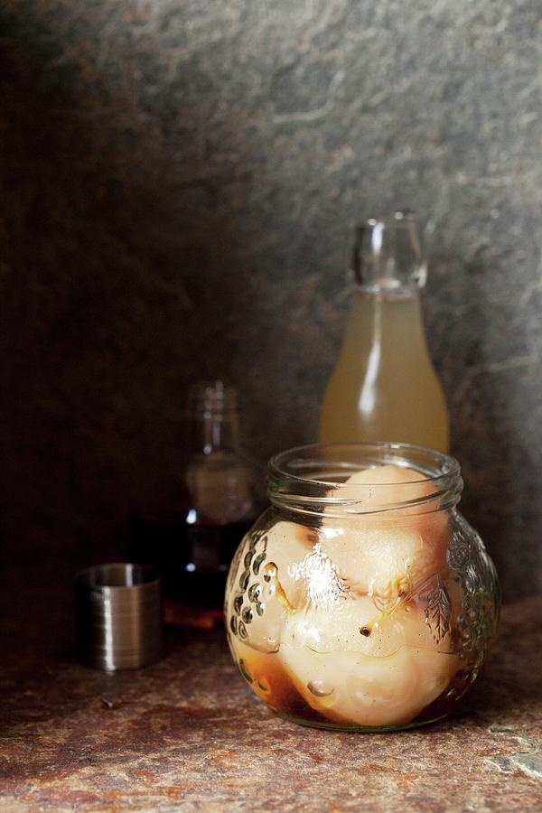 Poached Pears In Amaretto Photograph by Jane Saunders