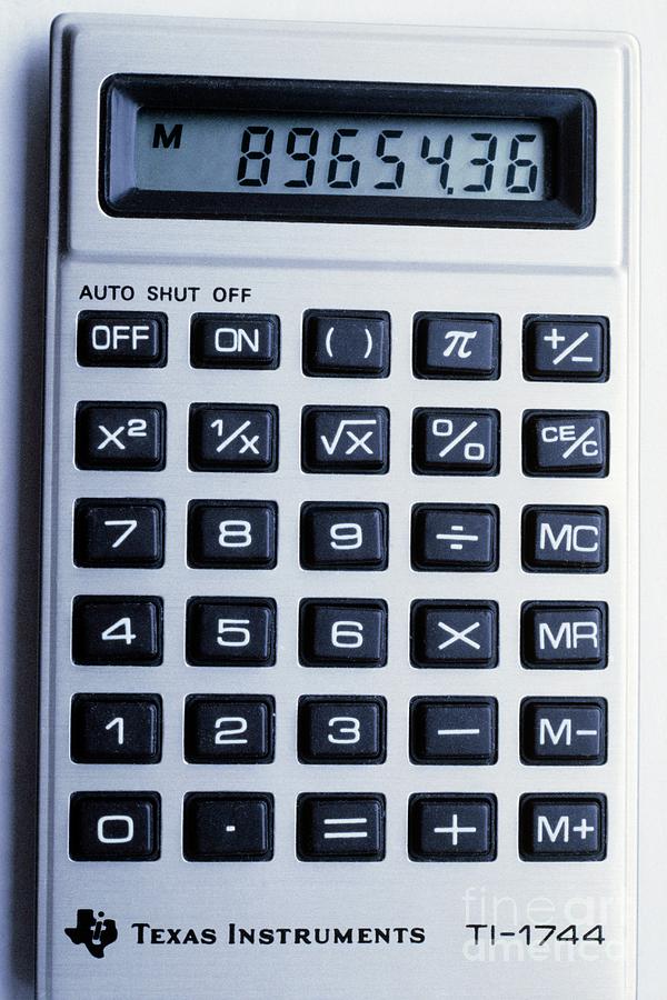 Calculator Photograph - Pocket Calculator Showing Lcd Panel & Keypad by John Howard/science Photo Library