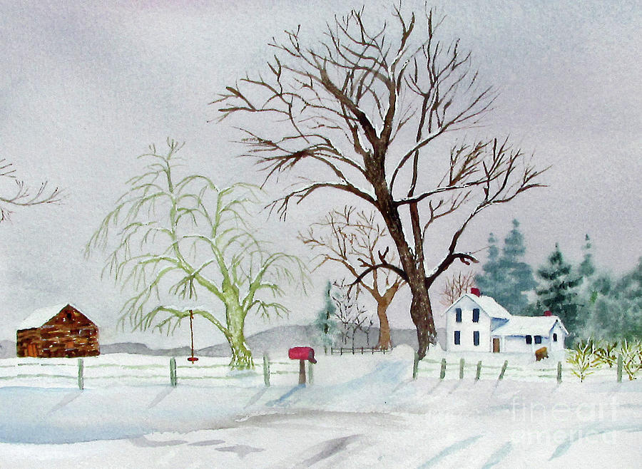 Poet Farm In Winter Painting