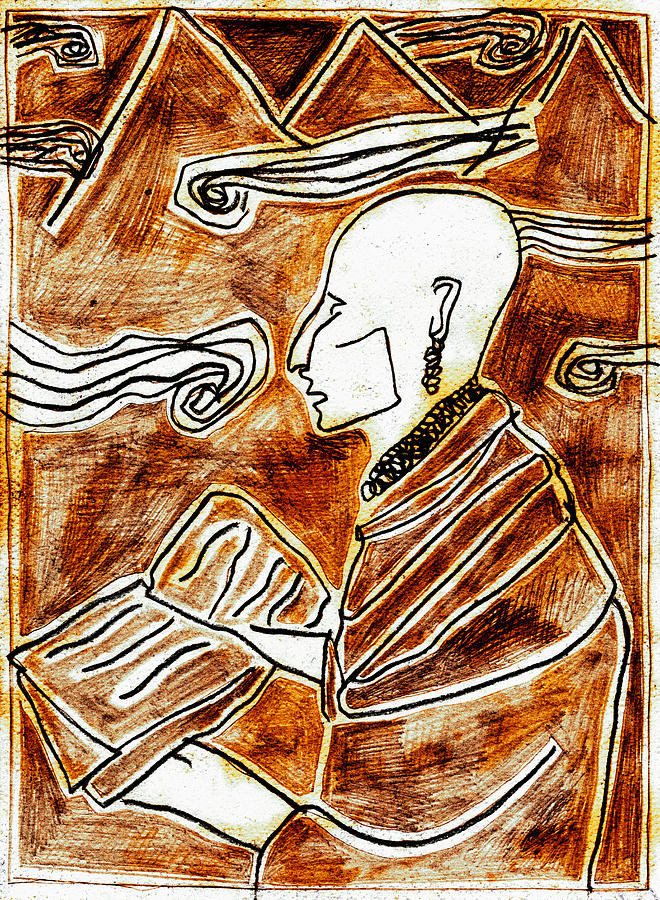 Poet reading to wind clouds 26 Digital Art by Edgeworth Johnstone