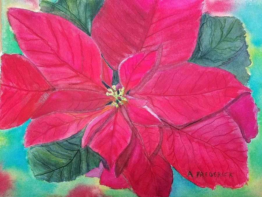 Poinsettia Glow Painting by Ann Frederick