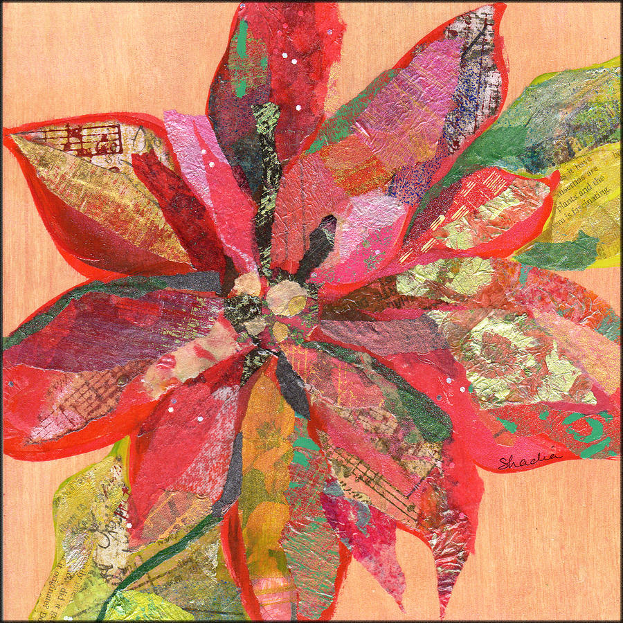 Christmas Painting - Poinsettia by Shadia Derbyshire