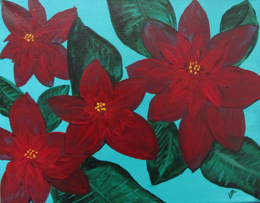 Poinsettias For The New Year Painting by Lorraine Centrella