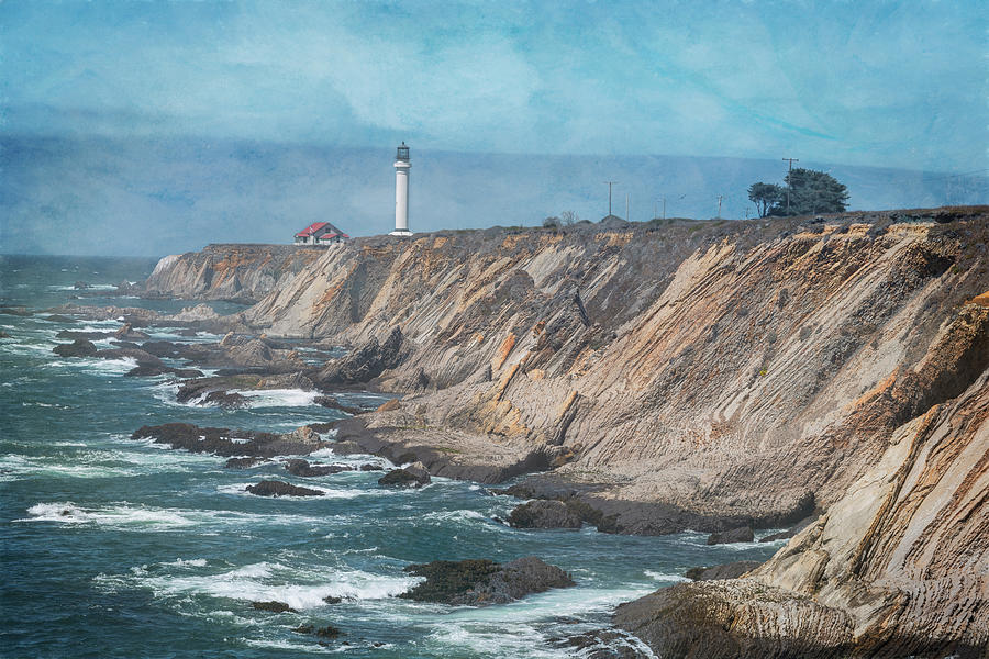 Lighthouse Photograph - Point Arena Lighthouse California Textured by Joan Carroll
