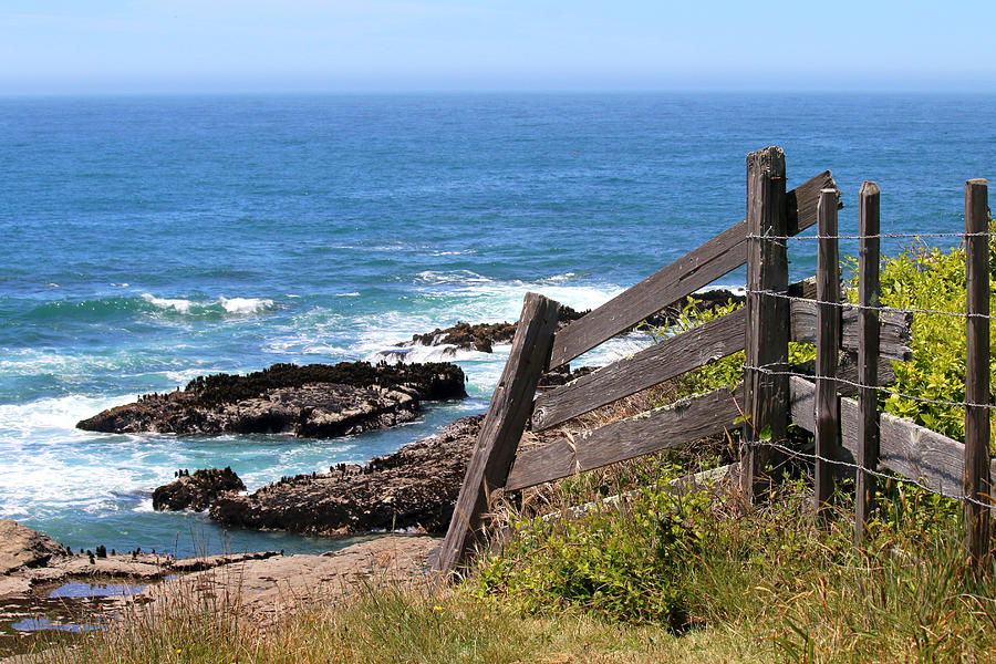 Lighthouse Photograph - Point Arena-Stornetta Fence by Art Block Collections