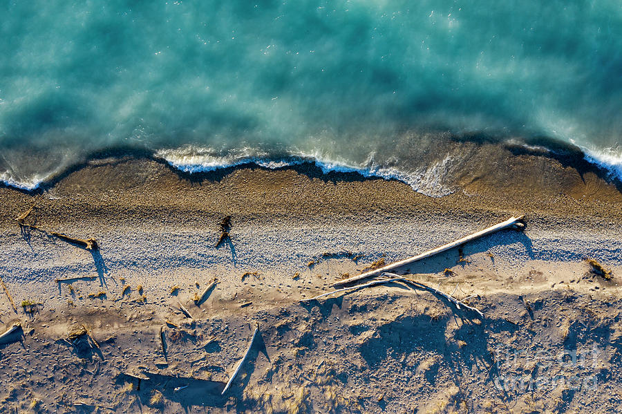 Lake Michigan Photograph - Point Betsie Beach Aerial in Spring by Twenty Two North Photography