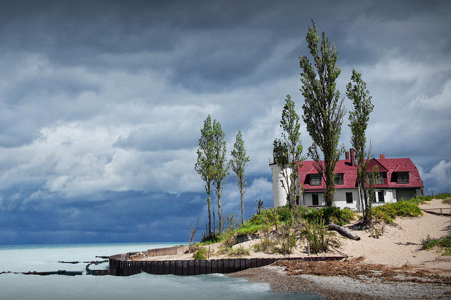Point Betsie Lighthouse after a Storm on Lake Michigan Photograph by Randall Nyhof