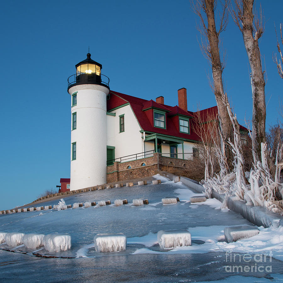 Point Betsie Lighthouse Square Winter Photograph
