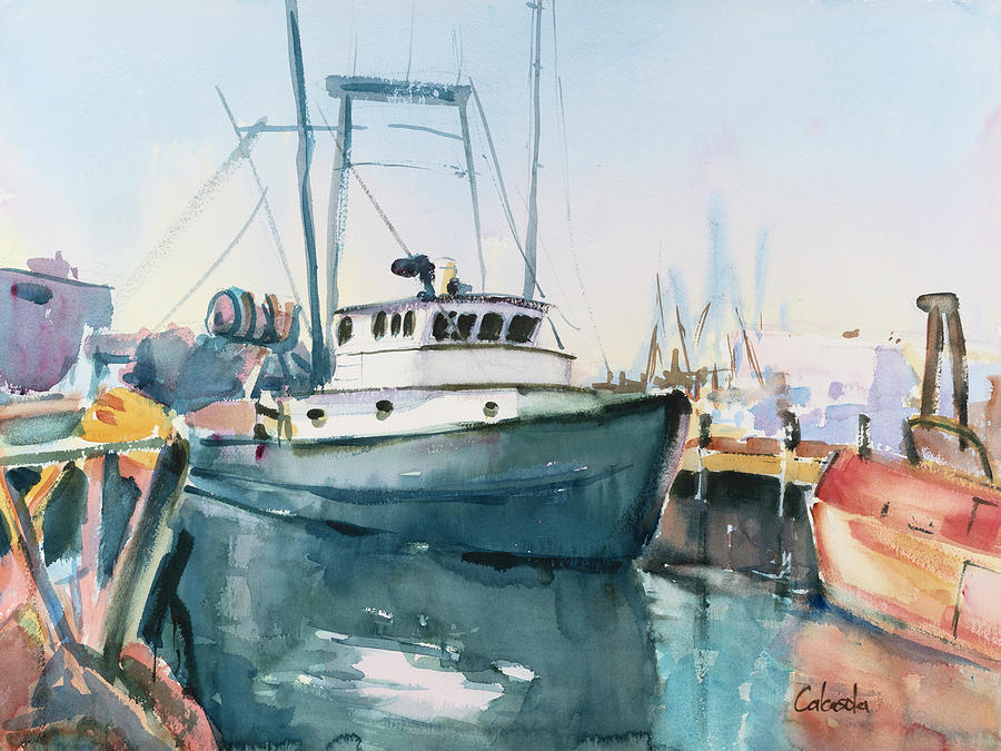 Point Judith Rhode Island Harbor Painting by Stephen Calcasola - Fine ...