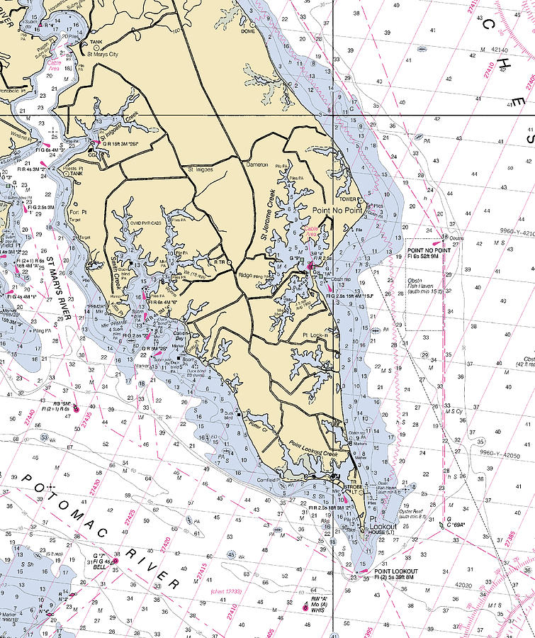 Point Lookoutmaryland Nautical Chart Mixed Media by Bret Johnstad Pixels