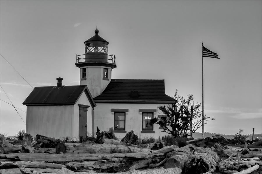 Point Robinson Lighthouse BW  Photograph by Cathy Anderson