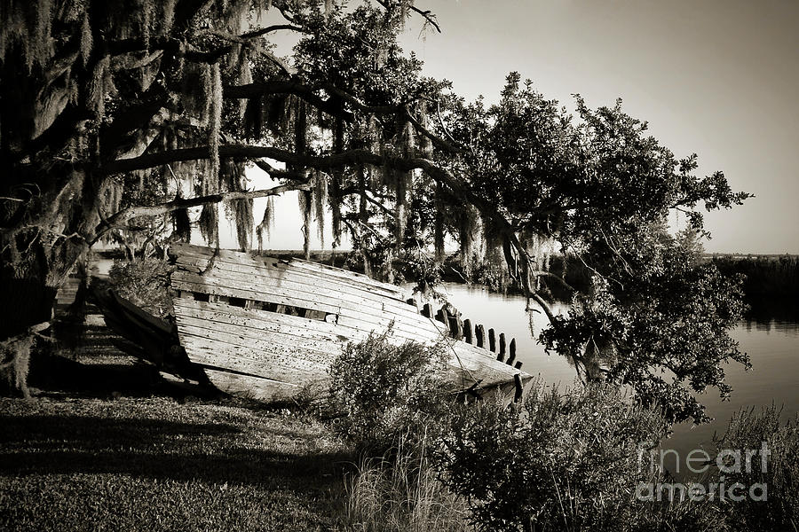 Pointe Aux Chenes Wreckage - sepia Photograph by Scott Pellegrin