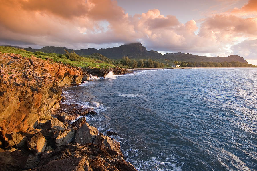 Poipu Beach, Cliffs, Kauai, Hawaii Photograph by John Elk Iii