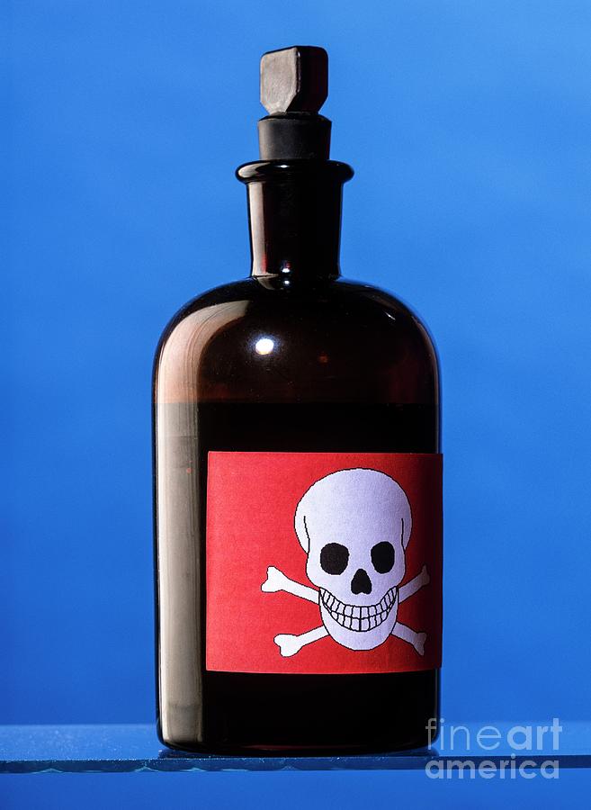 Bottle Photograph - Poison Bottle Warning Label by Martyn F. Chillmaid/science Photo Library