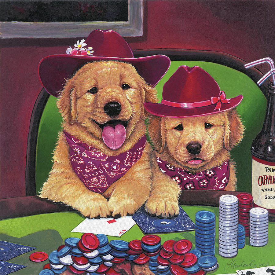 Animal Painting - Poker Dogs by Jenny Newland
