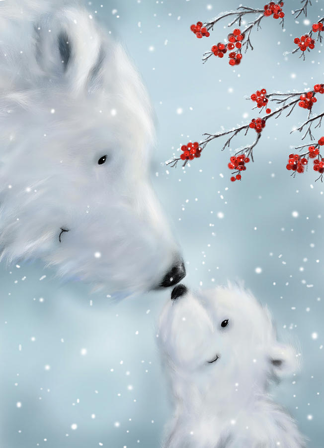 Christmas Mixed Media - Polar Bear And Cub 1 by Makiko