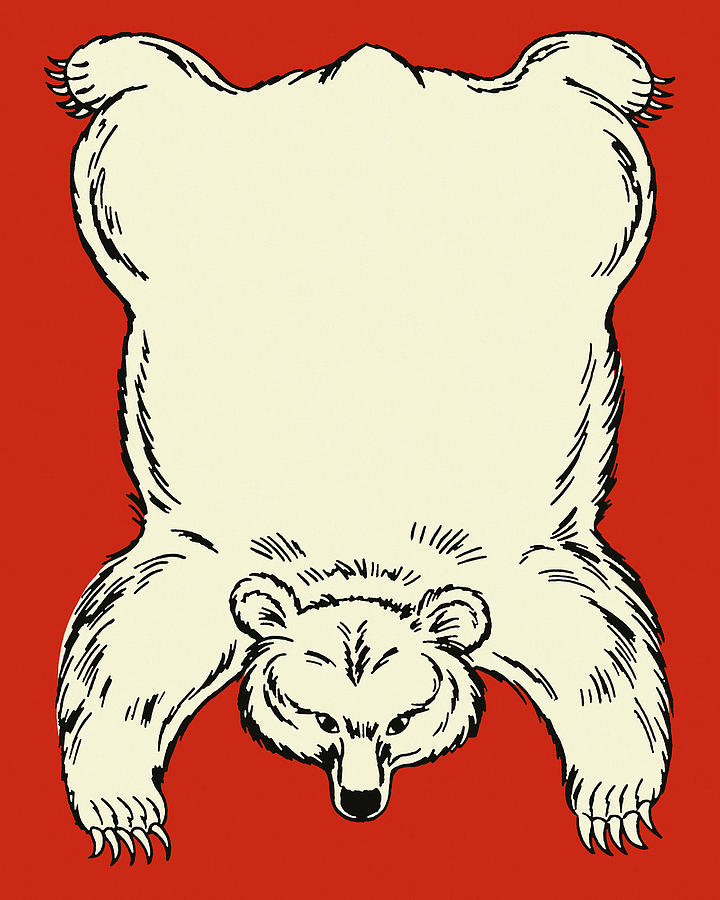 Vintage Drawing - Polar Bear Rug by CSA Images