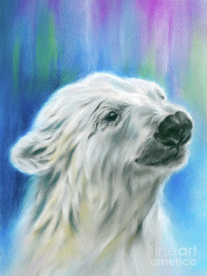 Polar Bear with Aurora Painting by MM Anderson
