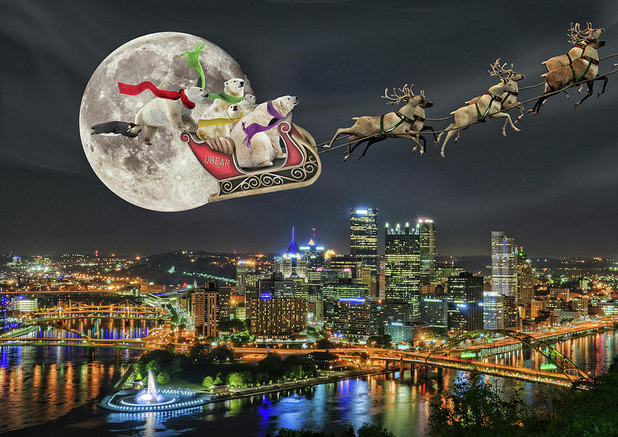 Holiday Photograph - Polar Bears Over Pittsburgh by Liz Zernich