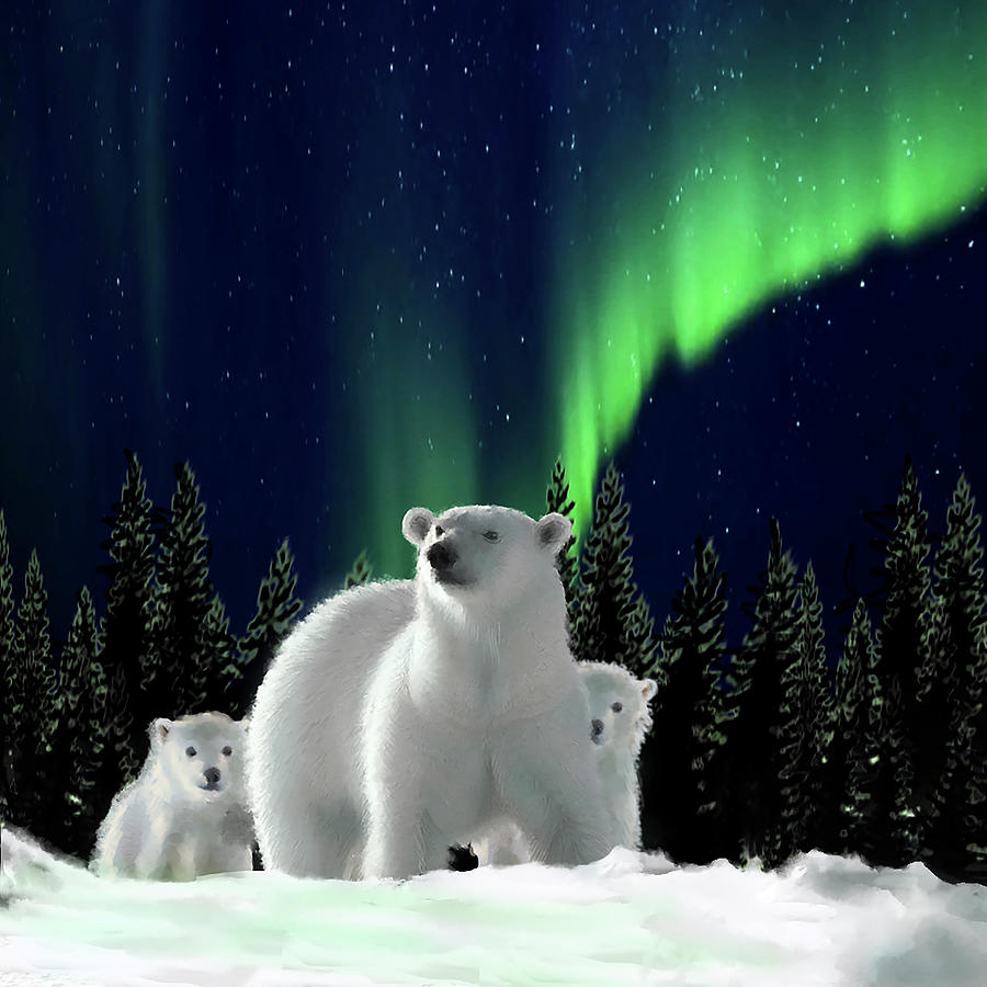 Bear Painting - Polar Family 002 by Clare Davis London