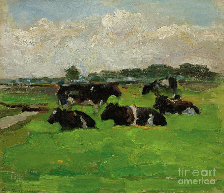Polder Landscape With Cows C1901-1902 Drawing by Heritage Images