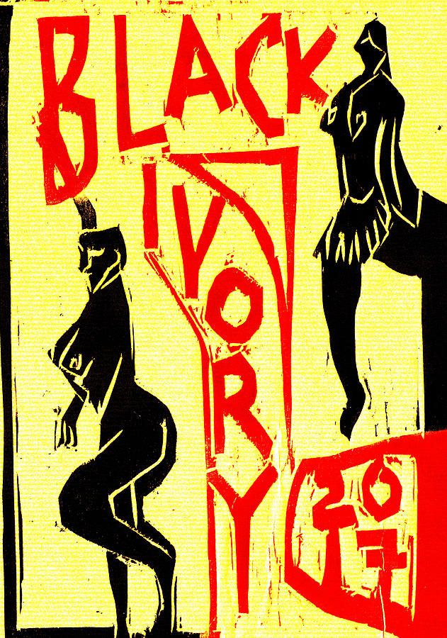 Pole dancers Black Ivory Woodcut Poster 18 Digital Art by Edgeworth Johnstone