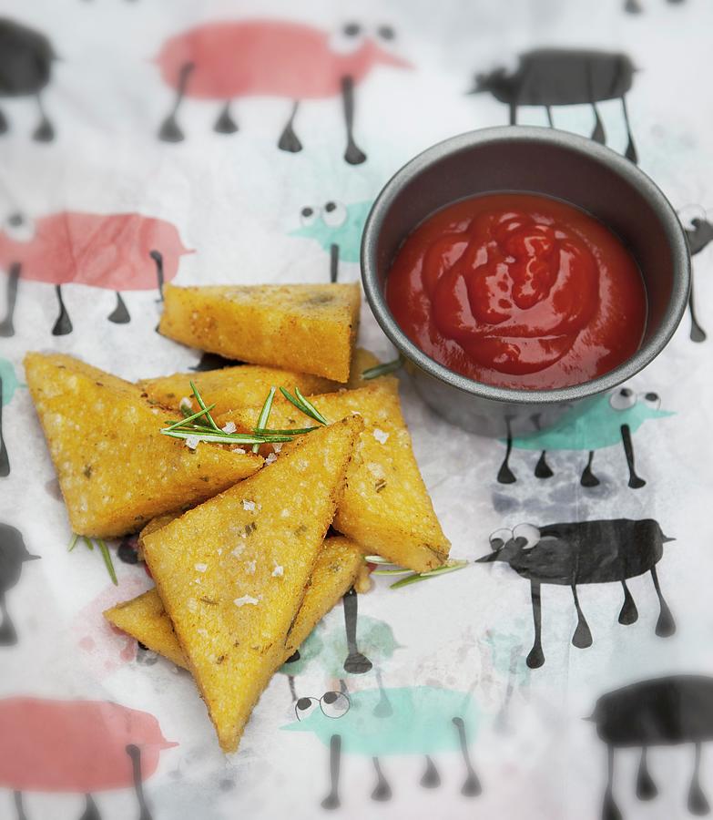 Polenta Triangles With A Tomato Dip Photograph by Richard Church