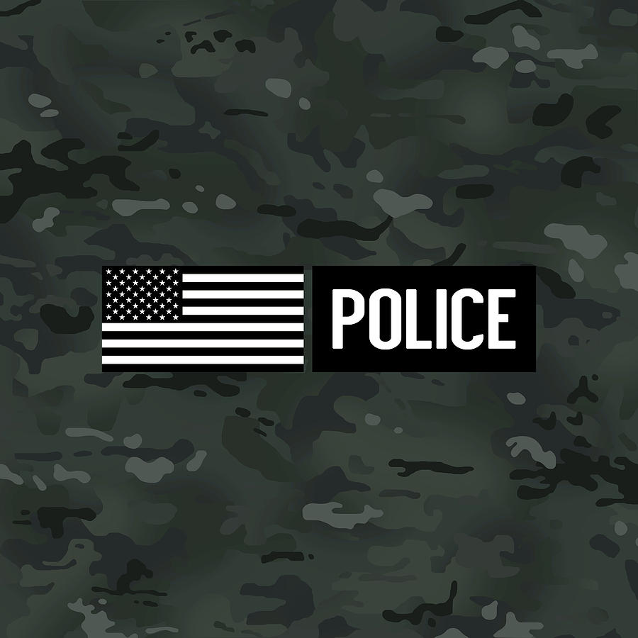 Black Digital Art - Police Black Camouflage by Jared Davies