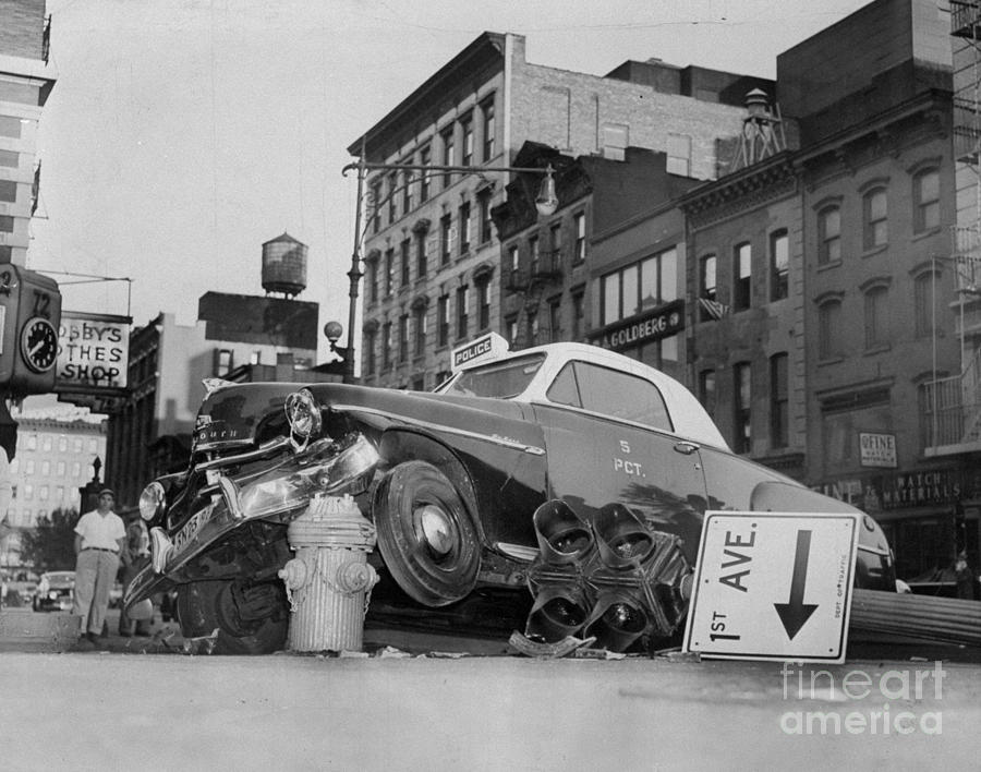 Police Car At Allen And Canal Sts Photograph by New York Daily News Archive