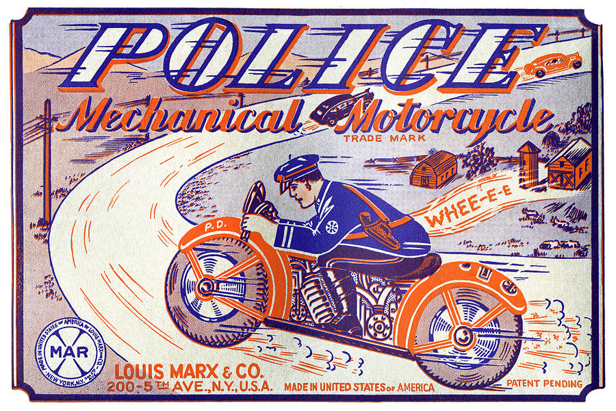Police Mechanical Motorcycle Painting by Unknown