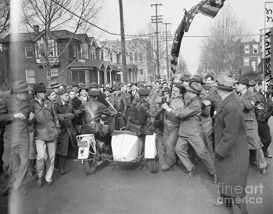Police Try To Wrest Flag From Strikers Photograph by Bettmann