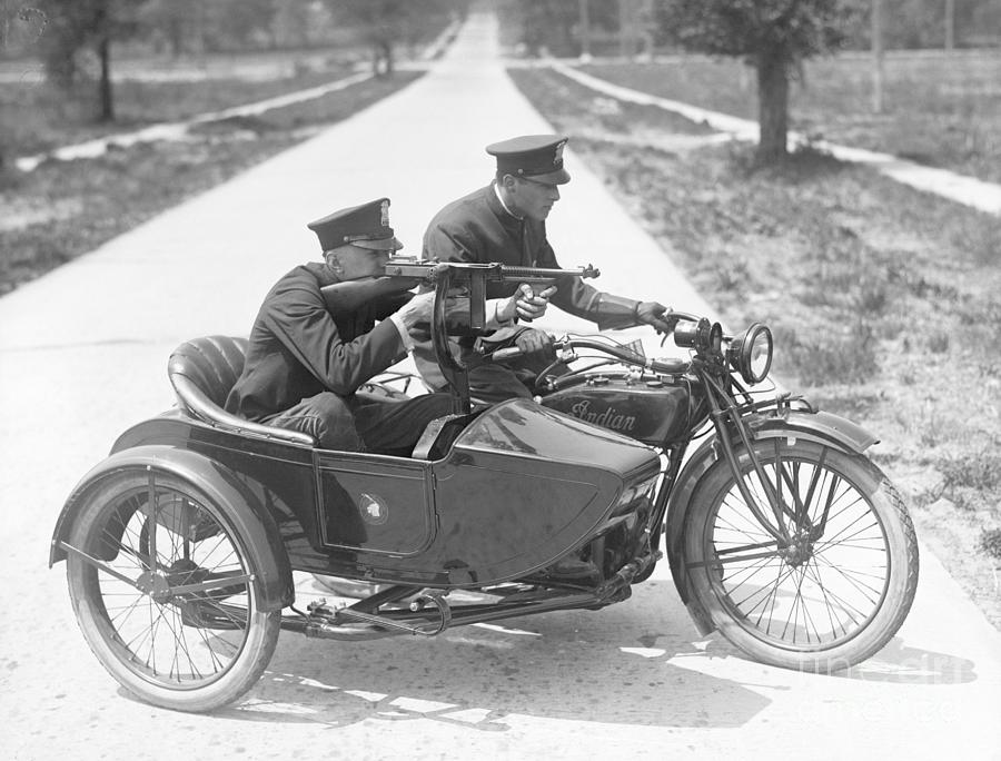 Policemen In Motorcycle Sidecar Photograph by Bettmann