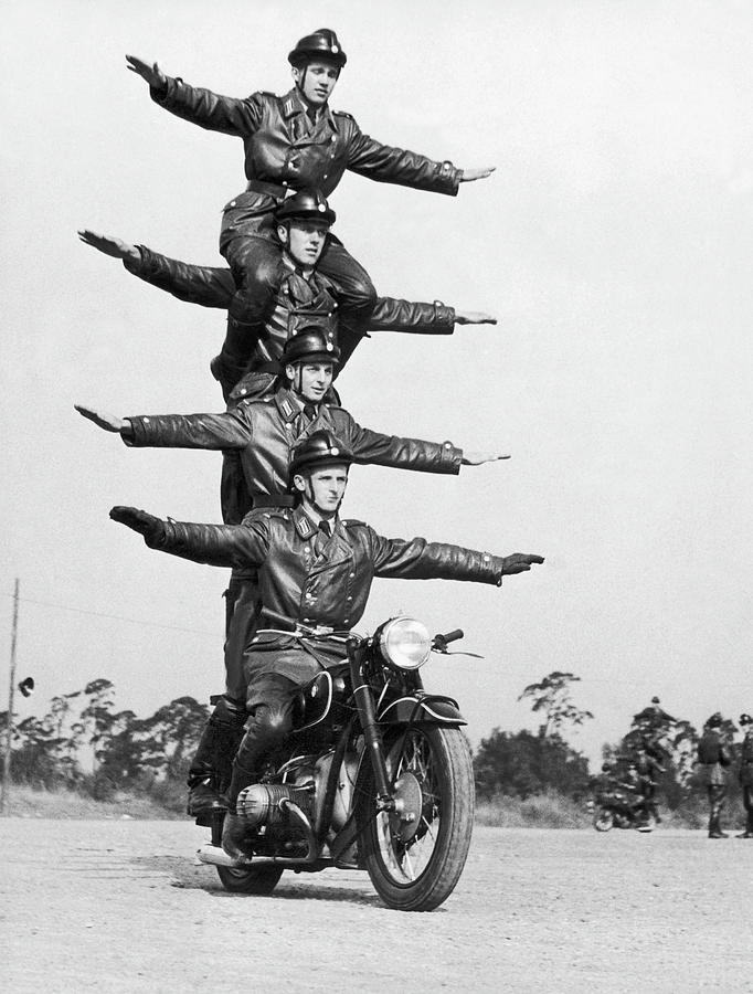 Policemens Stunts In Berlin In 1955 Photograph by Keystone-france