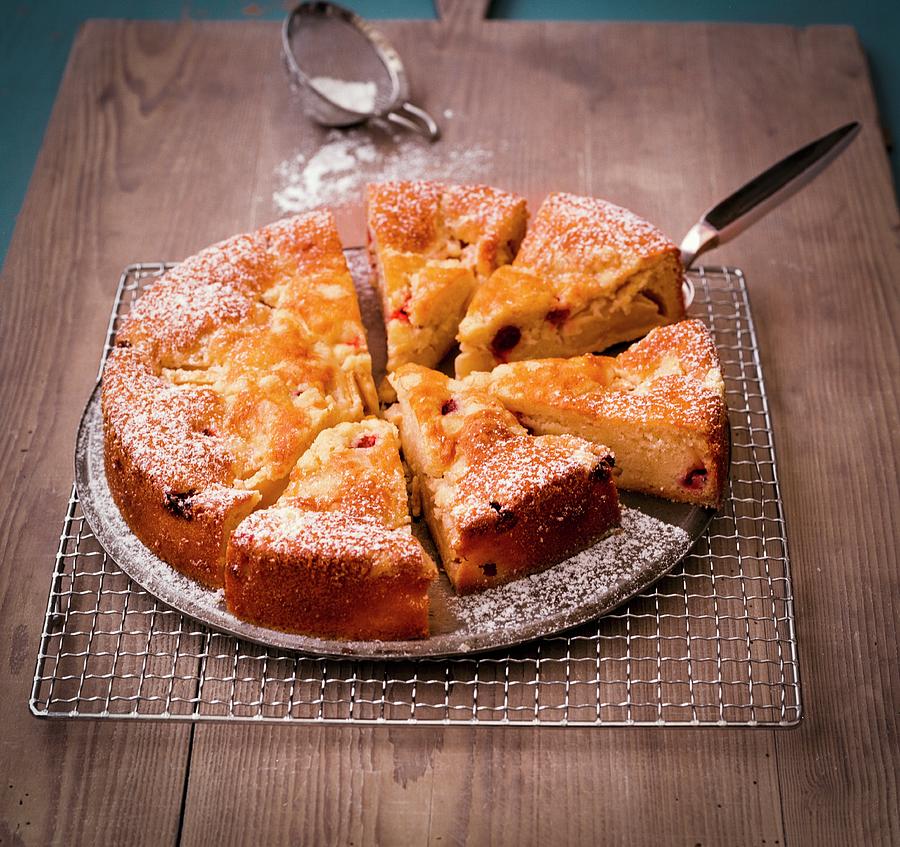 Fruit Photograph - Polish Apple And Gooseberry Cake Dusted With Icing Sugar by Matthias Hoffmann