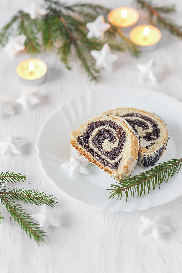 Polish Christmas Poppy Seed Roll Cake With Icing Photograph by Malgorzata Laniak