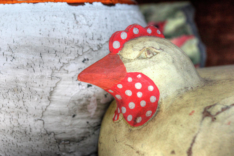 polka dot ceramic chicken