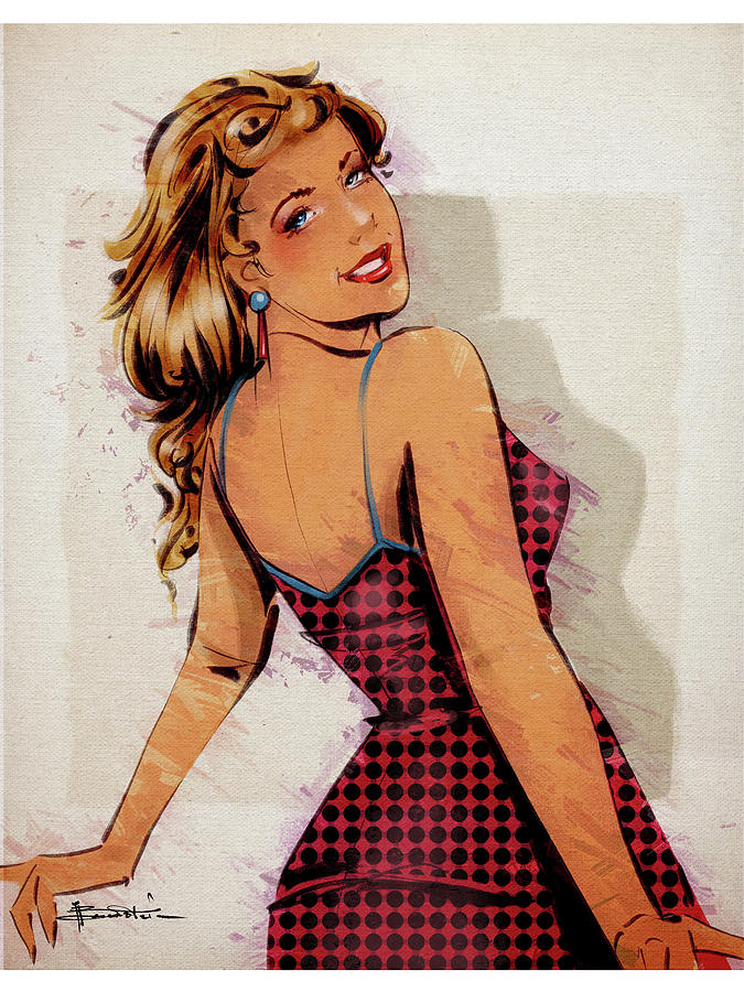 Vintage Digital Art - Polka Dot Dress by Tmborenstein