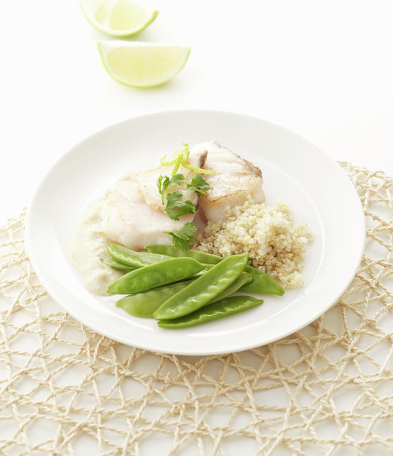 Pollack Fillet With Green Curry Sauce, Quinoa And Sugar Snap Peas Photograph by Atelier Mai 98