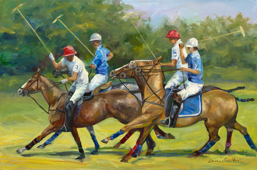 Horse Painting - Polo Foursome by Laurie Snow Hein