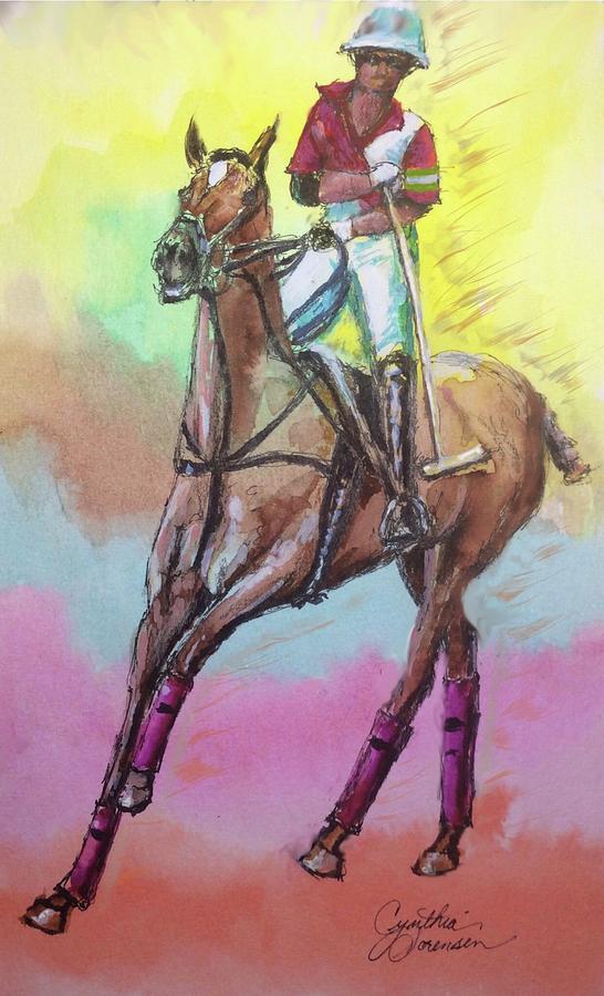 Polo Horse and Player Painting by Cynthia Sorensen
