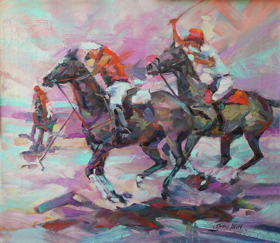 Horse Painting - Polo Match by Laurie Snow Hein