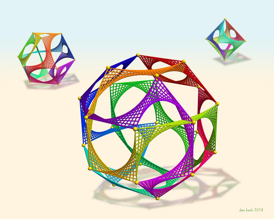 String Circuit Polyhedra Digital Art by Dan Bach