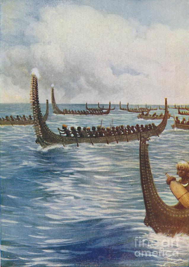 Polynesian War Canoes Drawing by Print Collector