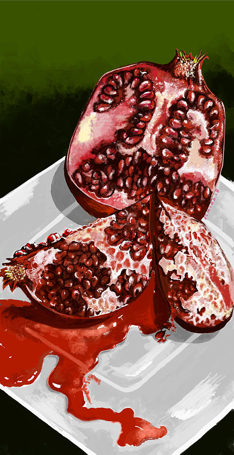 Still Life Digital Art - Pomegranate by Juan Carlos Rios