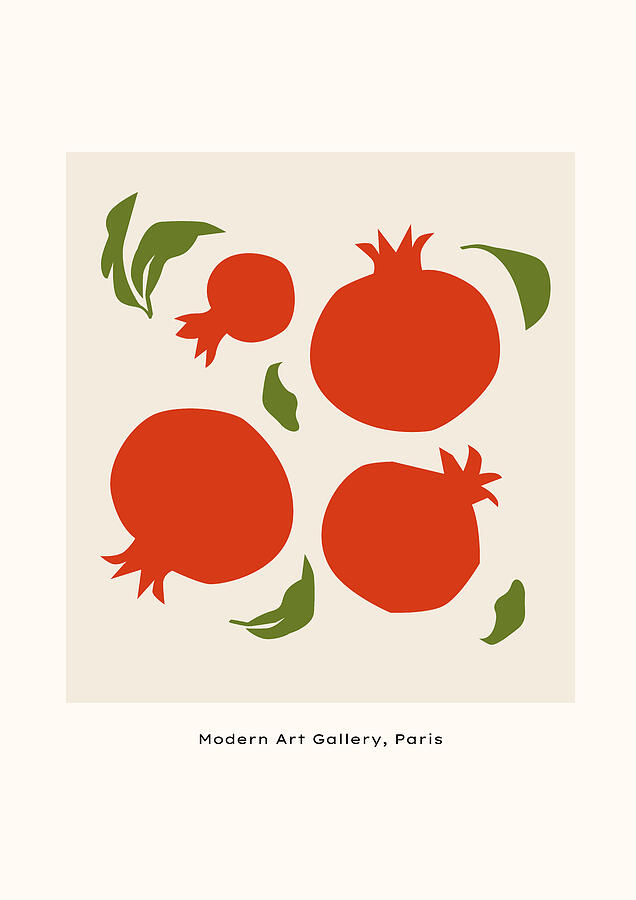 Pomegranates With Green Leaves On Beige Digital Art by Trendy Art Pomegranates With Green Leaves On Beige Digital Art by Trendy Art
