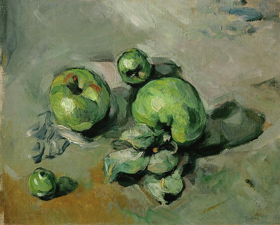 Pommes vertes, green apples, around 1873 Canvas, 26 x 32 cm R. F.1954-6. Painting by Paul Cezanne -1839-1906-