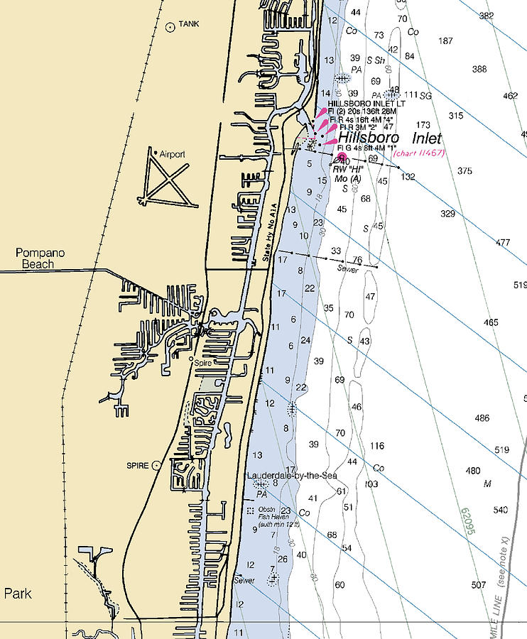 Pompano Beachflorida Nautical Chart Mixed Media by Bret Johnstad Pixels